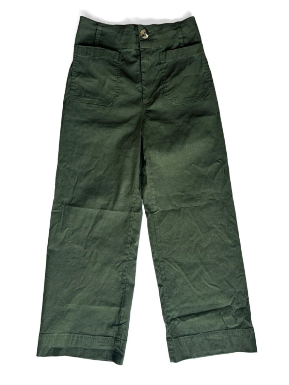 Anthropologie Maeve The Colette Pants Cropped Wide-Leg Green 25 Stretch Like New
